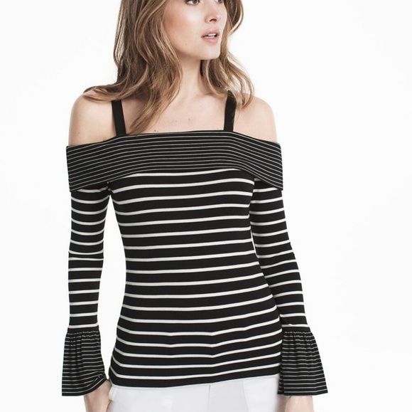 White House Black Market Tops - White House Black Market Off Shoulder Striped Top